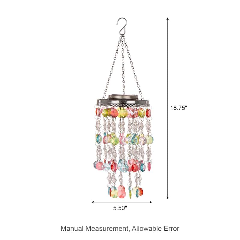 Glitzhome 19"H Solar Lighted Patriotic Wind Chime Hanging Decor