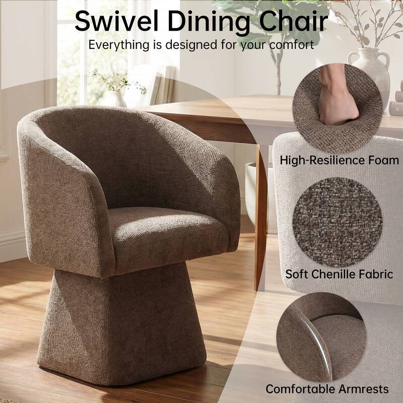 360° Swivel Barrel Fabric Upholstered dining chair with Pillow