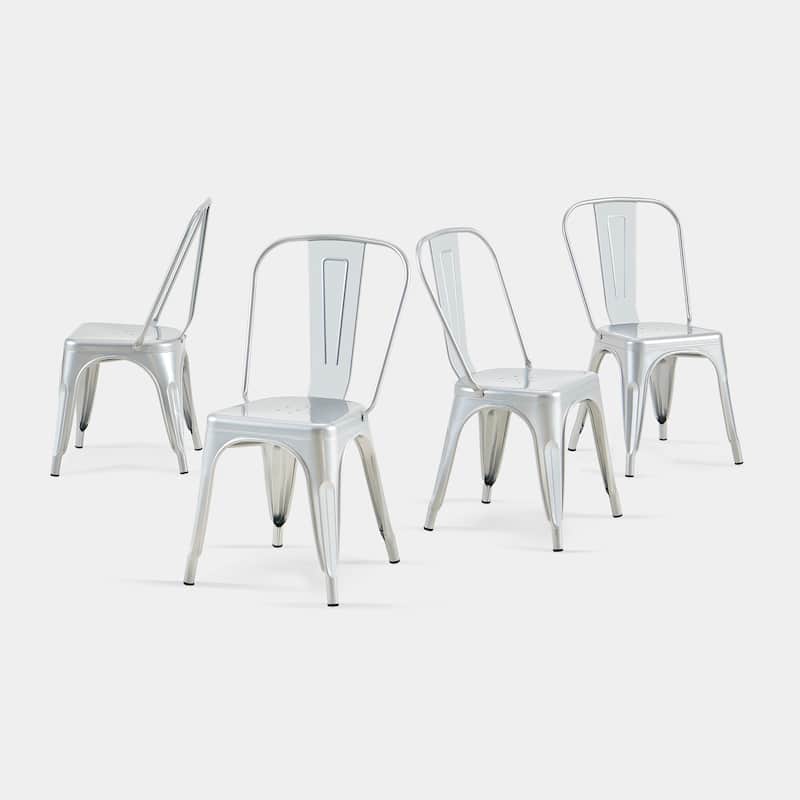 Industrial Metal 18 Inch Stackable Dining Chair Set