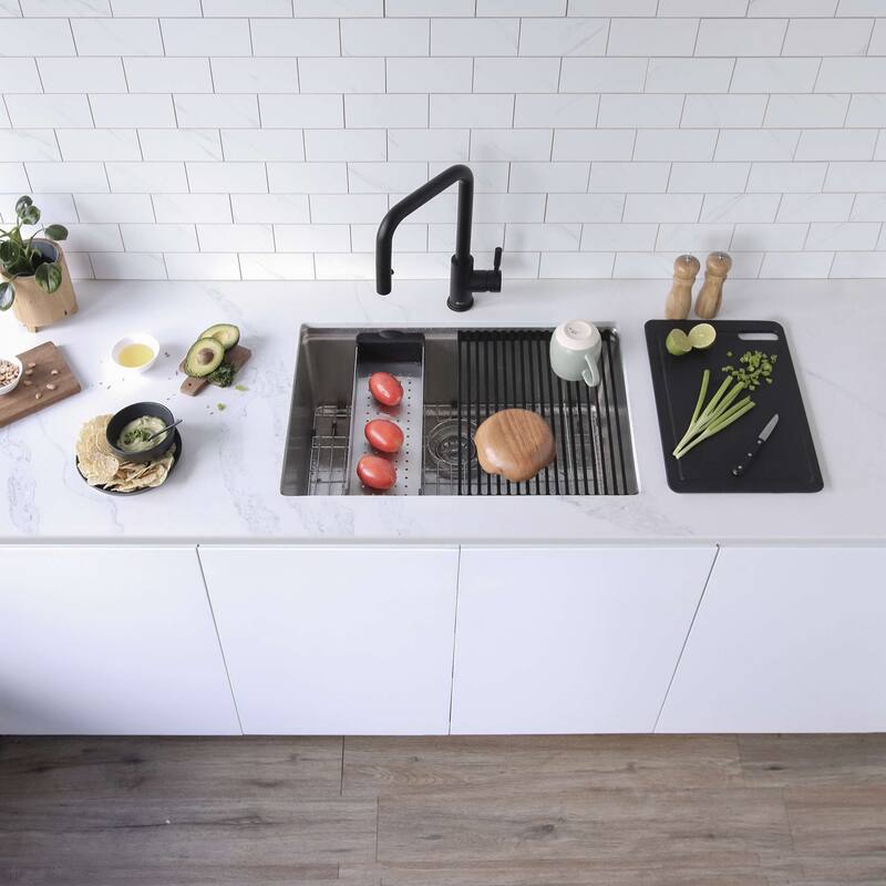 Dual-Mount Stainless Steel Workstation Kitchen Sink built in Accessories
