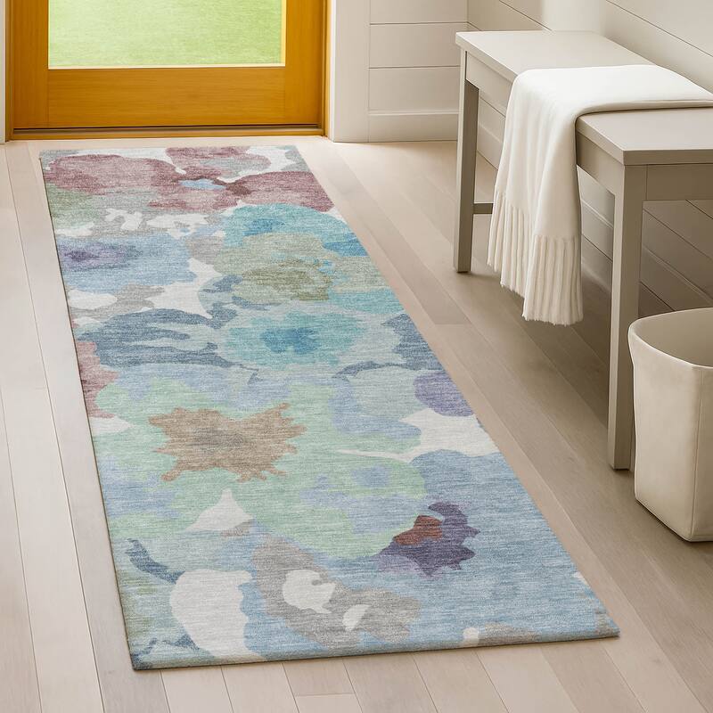 Machine Washable Indoor/ Outdoor Floral Bonnet Chantille Rug