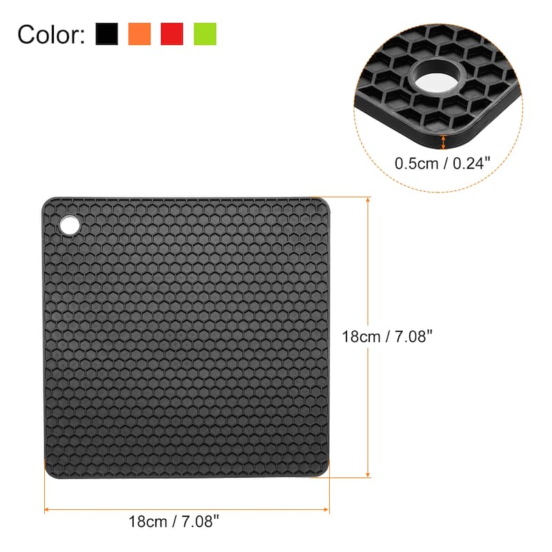 4pcs Silicone Pot Holder Trivet Mat Hot Pads-Black/Green/Orange/Red - Black/Green/Orange/Red