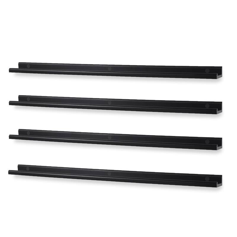 Wallniture Boston 46" Floating Shelves for Wall, Picture Ledge (Set of 4) - Black