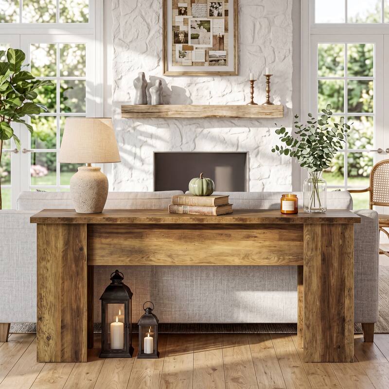 63-inch Long Farmhouse Low Console Table