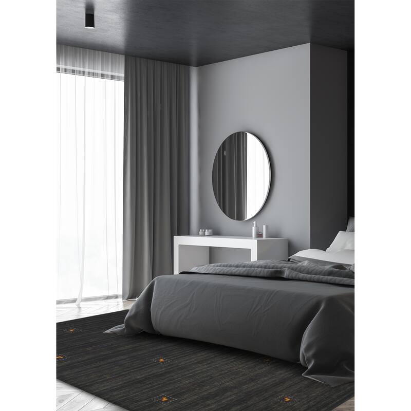 ECARPETGALLERY Hand Loomed Kashkuli Gabbeh Dark Grey Wool Rug - 5'2 x 7'10