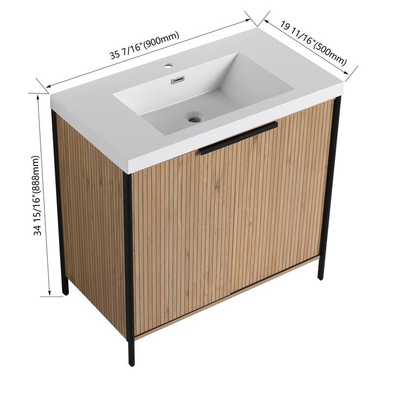 Beingnext 24"/30"/36"/48"/60" Bathroom Vanity with Sink, Freestanding Bathroom Vanity with Soft Close Door and Shelf