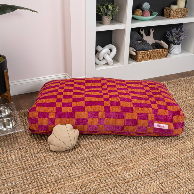 Mabel Designer Modern Ultra Soft Reversible Plush Rectangular Pet Bed with Washable Cover