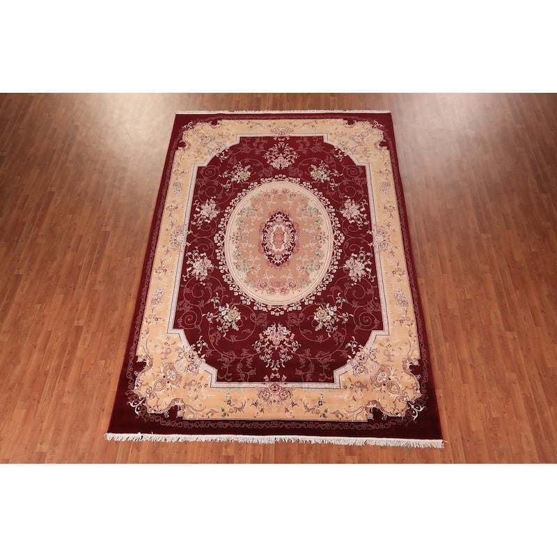 Victorian Style Kashan Turkish Area Rug Machine Made Red Carpet - 8'0" x 11'10"