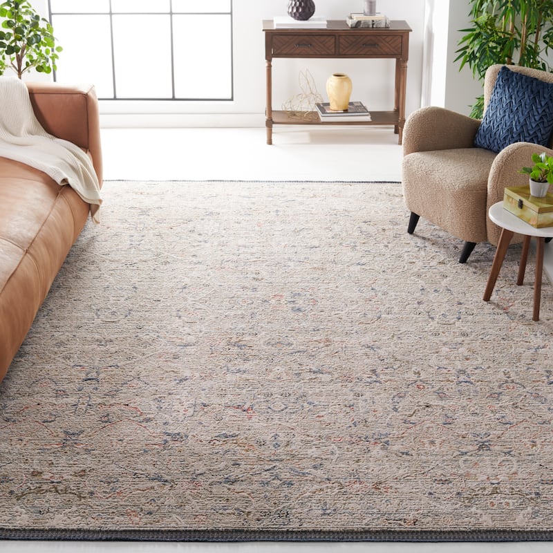 SAFAVIEH Vivaldi Benilda Oriental Rug - 6'7" Square - Ivory/Navy