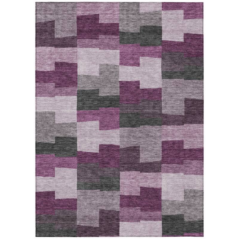 Machine Washable Indoor/ Outdoor Chantille Contemporary Blocks Rug