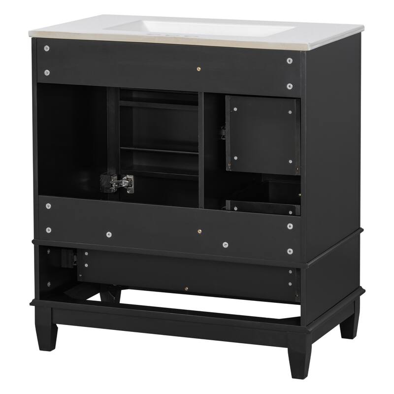 30 " Bathroom Vanity with Sink, Drawers, and Storage Shelves
