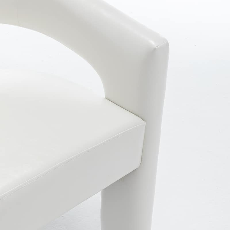 SEYNAR Modern Glam PU Leather Upholstered Dining Chair, Open-Back Accent Chair