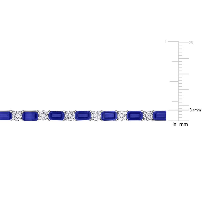 Miadora 18k White Gold Lab Grown Diamond and Created Ruby or Sapphire Tennis Bracelet
