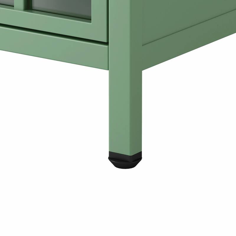 Chic Nightstand with Storage Cabinet & Solid Wood Tabletop