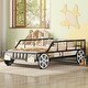 preview thumbnail 2 of 6, Metal Twin Size Car Bed with Wheels and Headlights Decoration - Playful Design, Sturdy Frame, Safety Guaranteed