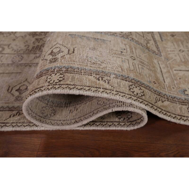 Distressed Tabriz Persian Vintage Area Rug Hand-Knotted Wool Carpet - 6'4" x 9'2"