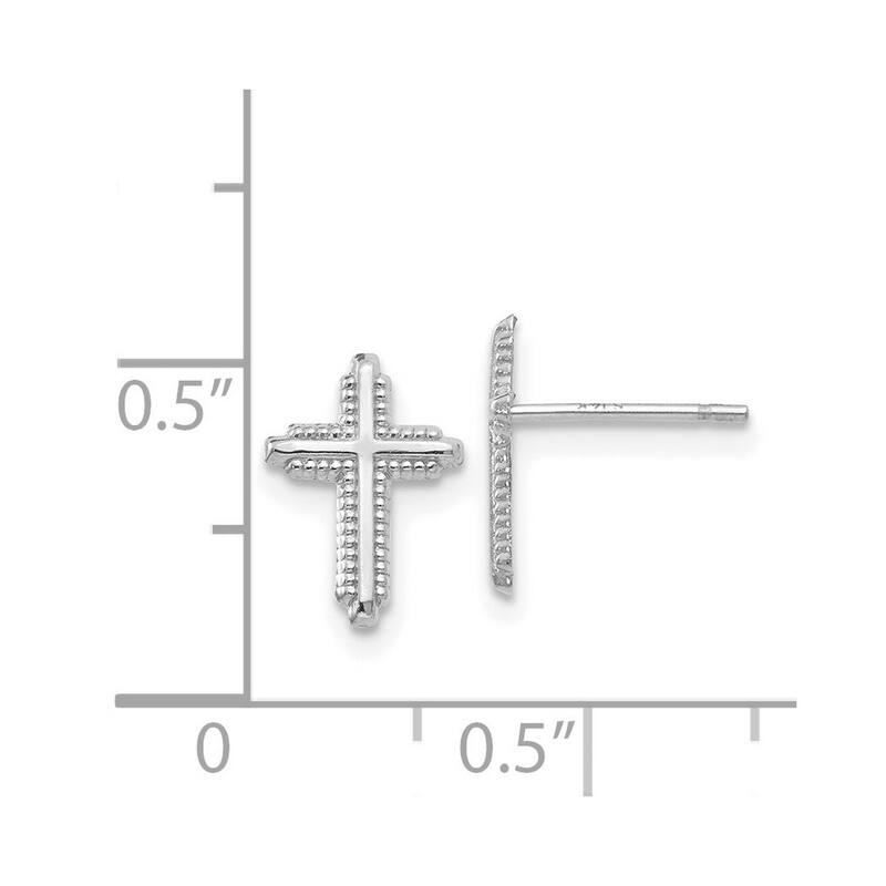Curata 14k White Gold 10x7mm Textured Polished Cross Post Earrings