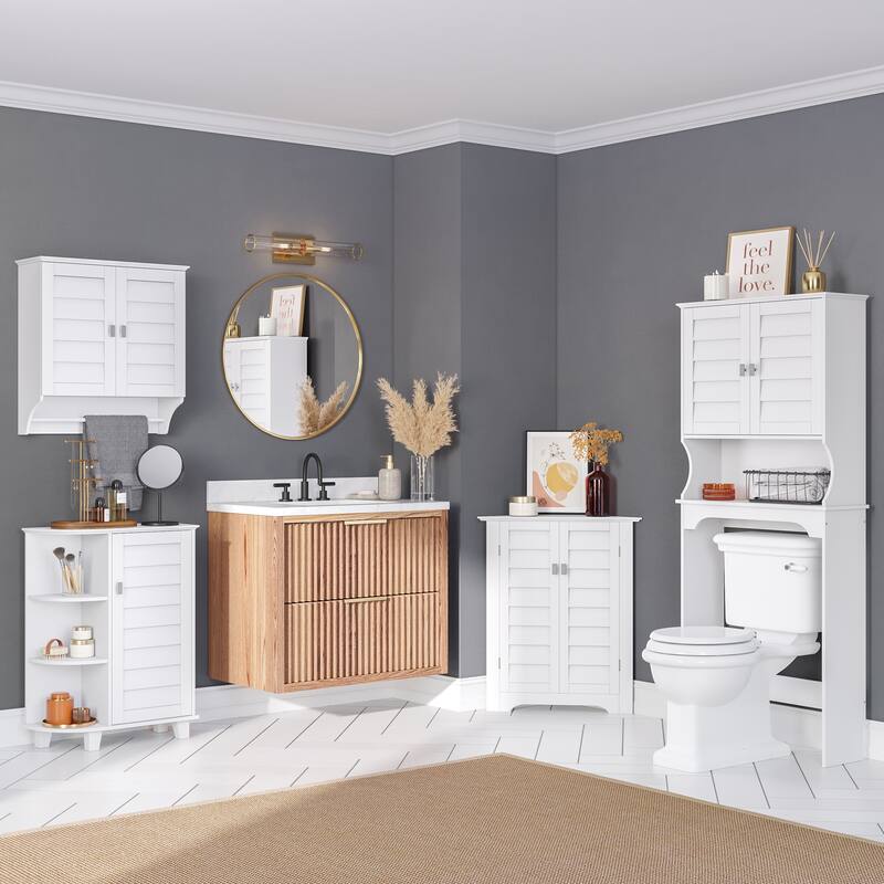 RiverRidge Brookfield Two-Door Bathroom and Laundry Wall Mount Storage Medicine Cabinet with Two Interior Shelves - White