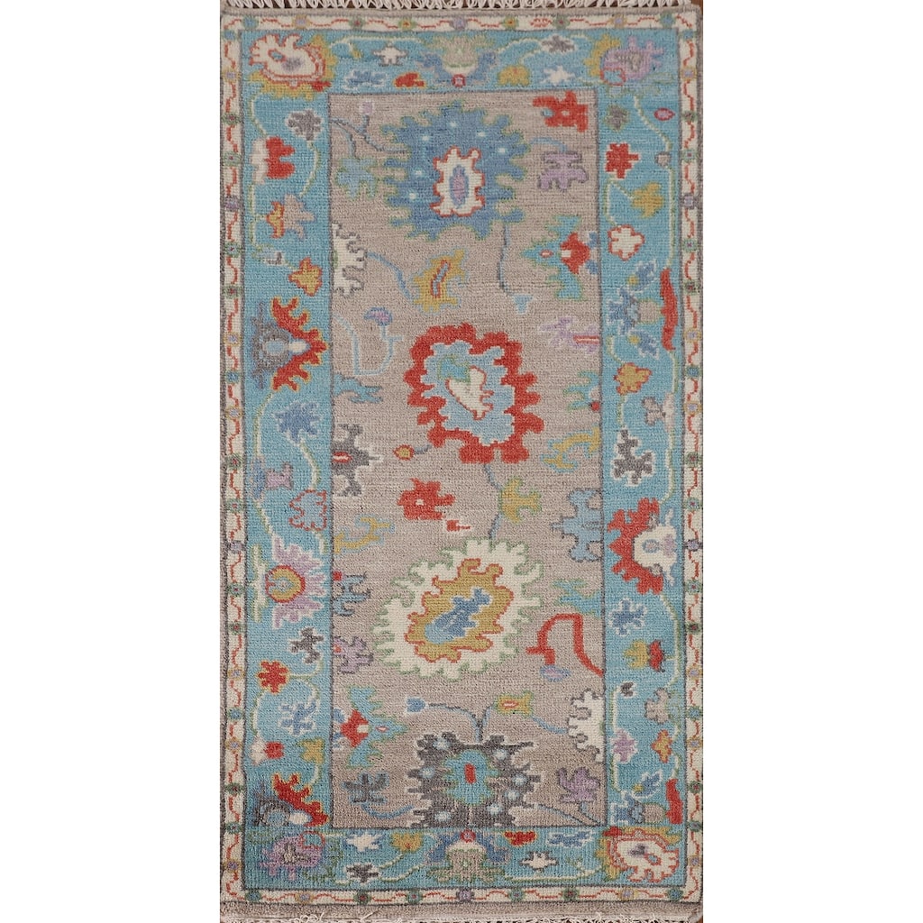 Floral Oushak Oriental Accent Rug Handmade Wool Carpet - 2'7"x 5'10"
