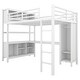 preview thumbnail 6 of 12, White Metal Storage Loft Bed with Wardrobe And L-shaped Desk, Full Size