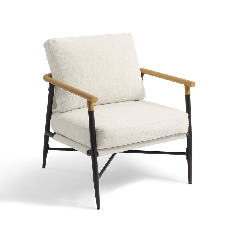 Anis 27'' W Vegan Leather/ Chenille X Base Metal Frame Accent Chair