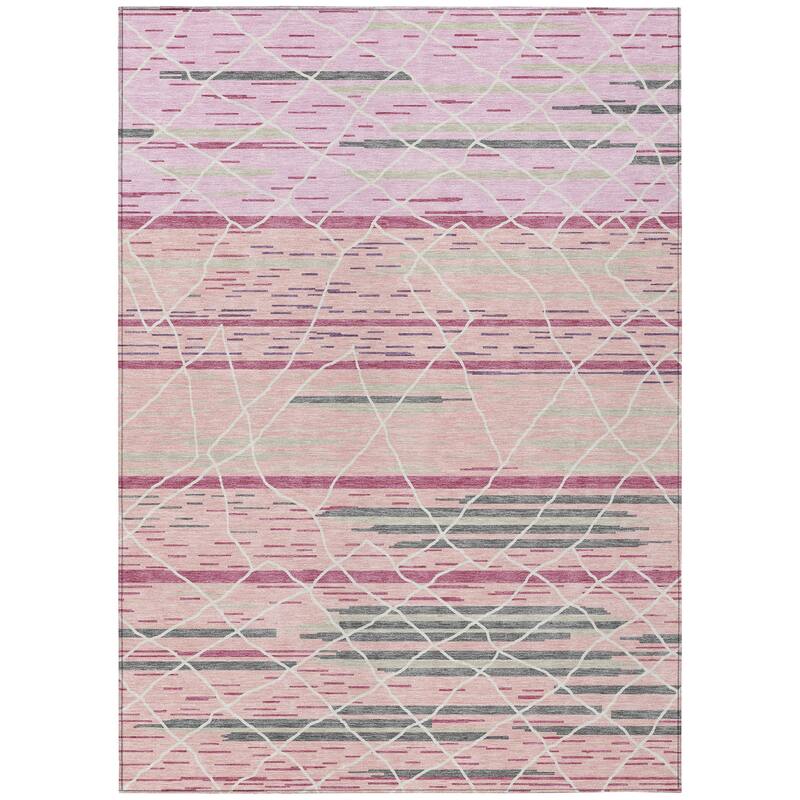 Machine Washable Indoor/ Outdoor Modern Global Chantille Rug