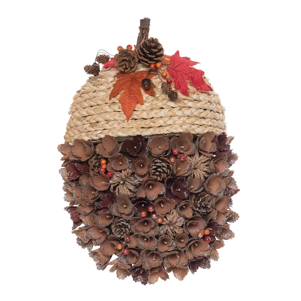 Transpac Foam 18.11 in. Multicolor Harvest Rustic Rope Acorn Wreath - Multi