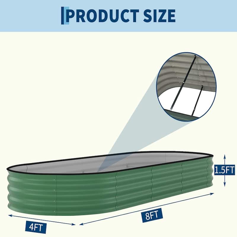 2-Pack 6x3x2FT Galvanized Steel Raised Garden Bed Kit for Vegetables Herbs and Flowers Green