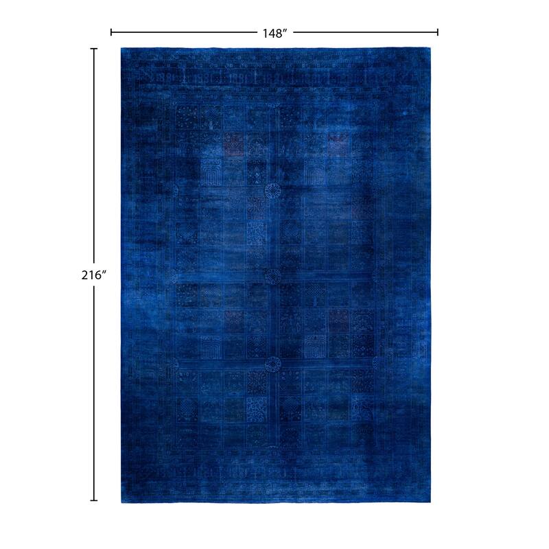 Overdyed One-of-a-Kind Hand-Knotted Area Rug - Blue - 12' 4" x 18' 0"