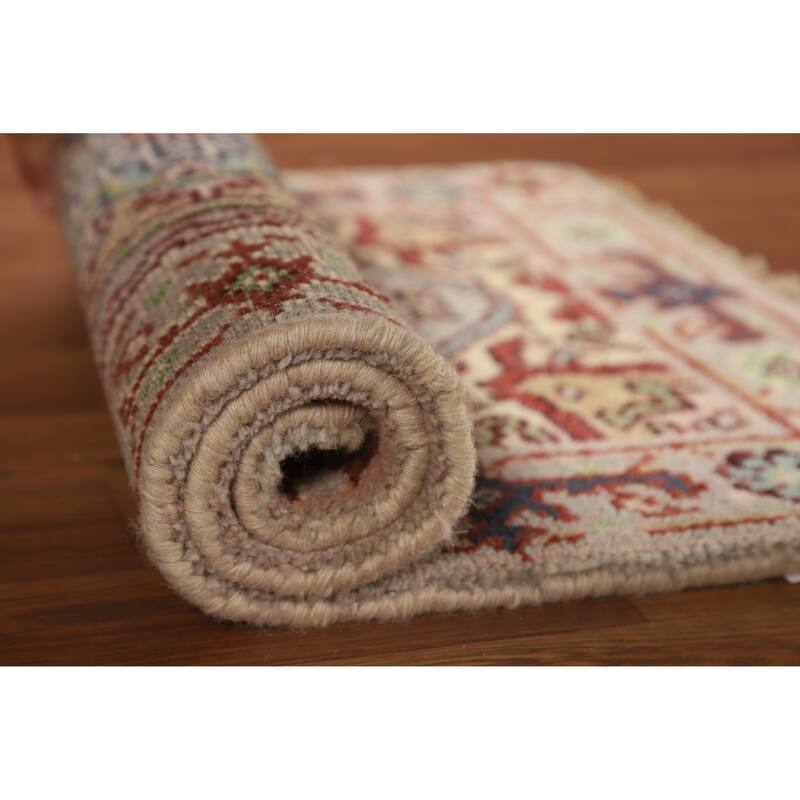 Hand Knotted Oriental 100% Wool Carpet Traditional Geometric Greys & Charcoal Heriz (serapi) Area Rug - 3' 0'' X 2' 0''