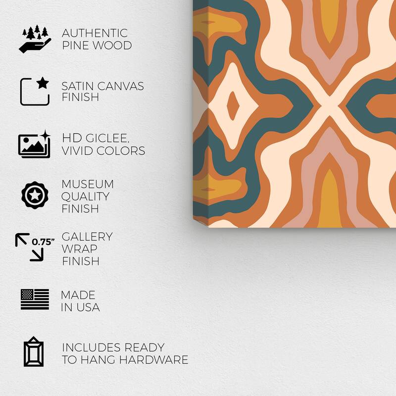Wynwood Studio Canvas Abstract Retro Blush Tribal Pink and Dark Blue Modern & Contemporary Wall Art Canvas Print