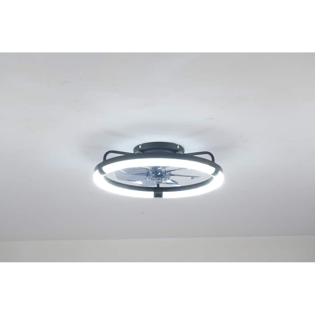 20" Ceiling Fans with Kit, LED Light Source and Remote Control, 3000-6500K Dimmable Modern Flush Mount LED Fan Light
