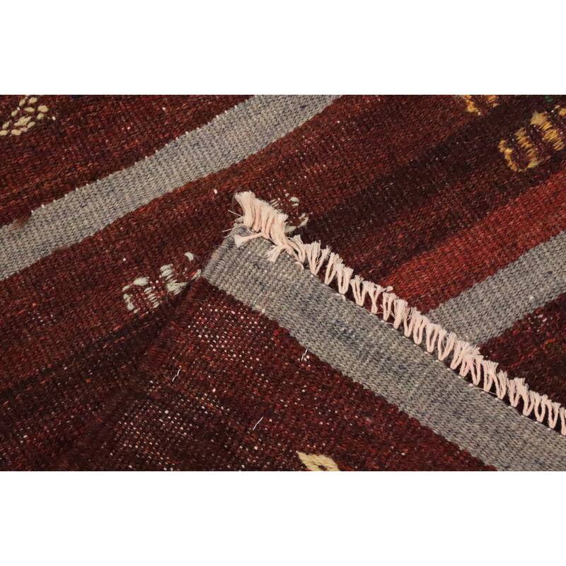 Hand Woven Oriental 100% Wool Carpet Southwestern Tribal Multi-Colored Kilim Area Rug - 9' 8'' X 5' 4''