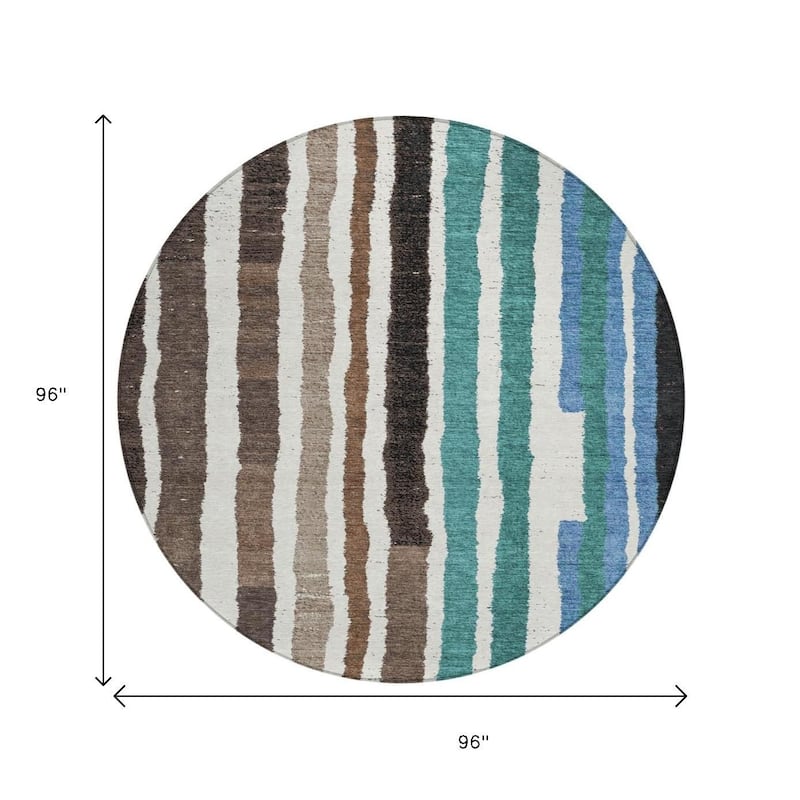 HomeRoots Striped Transitional Rectangle Outdoor Rug