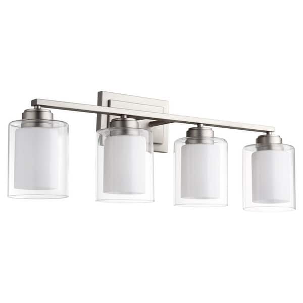 slide 2 of 3, Quorum International 582-4 Fort Worth 4 Light 29" Wide Vanity Light Satin Nickel