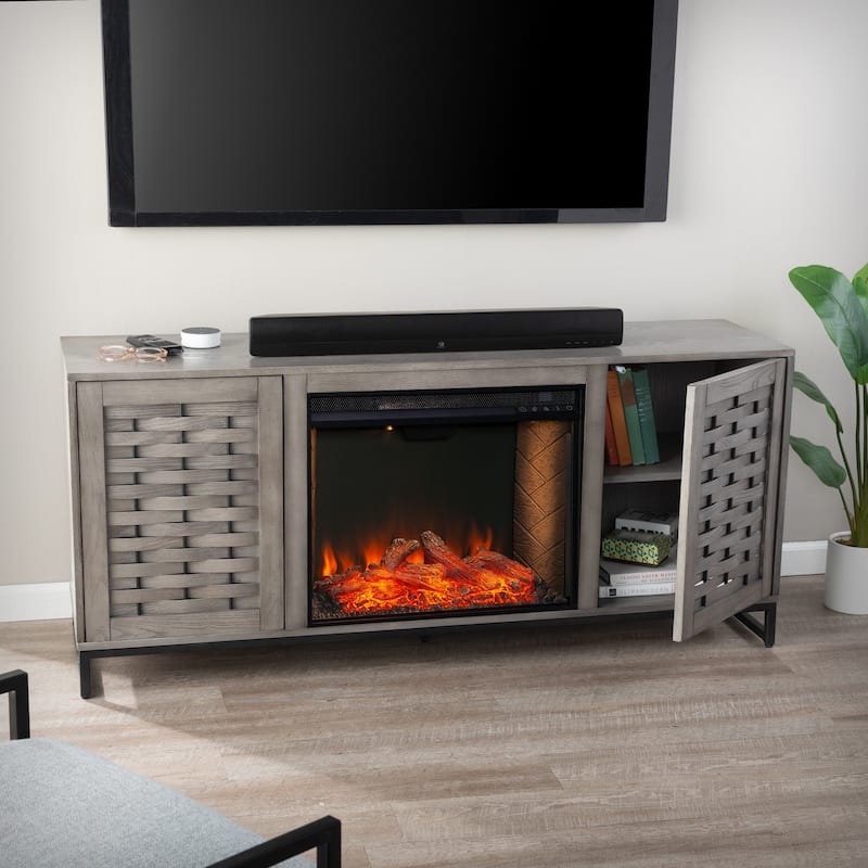 SEI Furniture Akehurst Electric Fireplace TV Stand with Storage