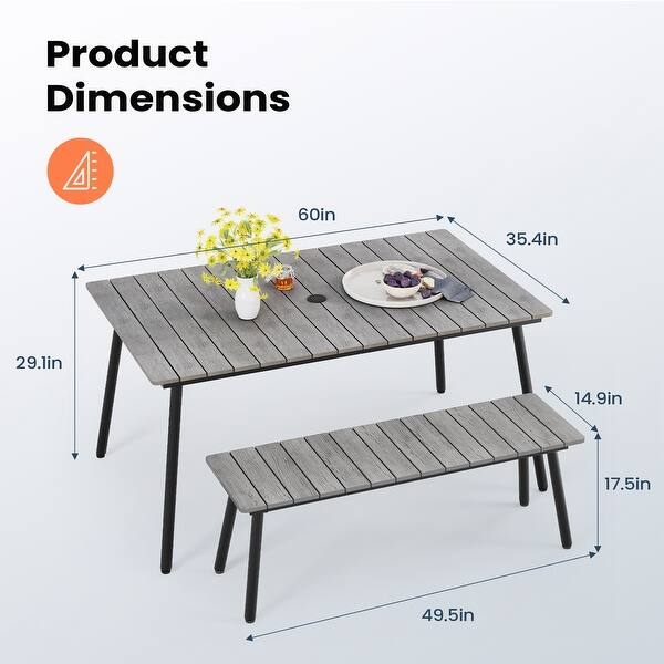 dimension image slide 0 of 3, Outdoor 3/5/6-Piece Furniture Patio Dining Set with Rectangular Table