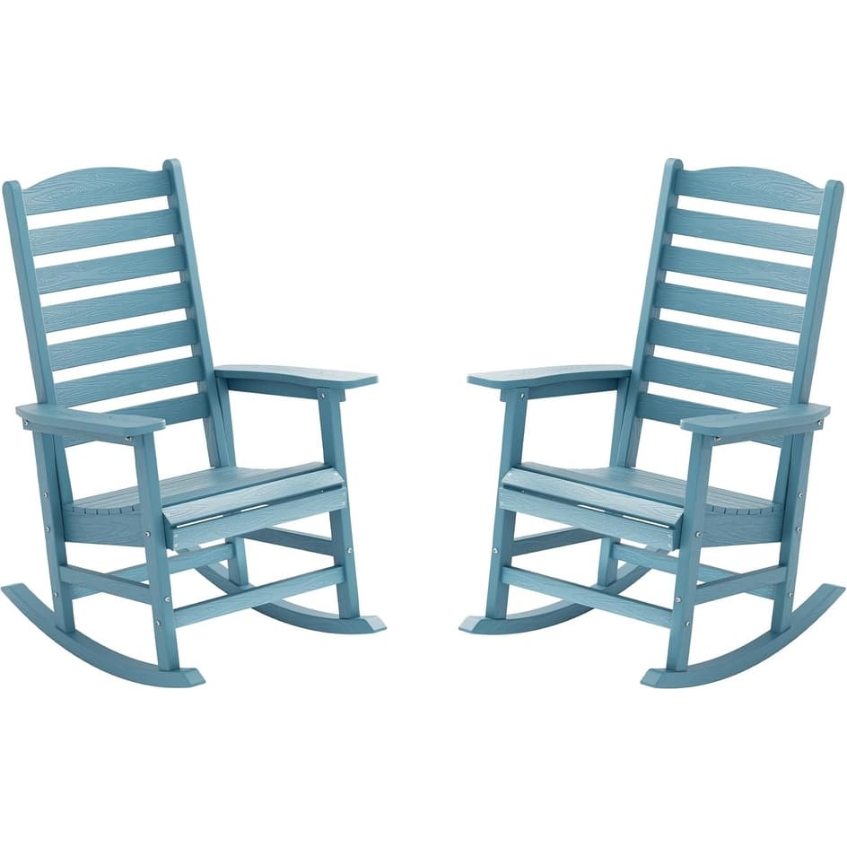 WINSOON All Weather HIPS Outdoor Rocking Chair with Curved Backrest