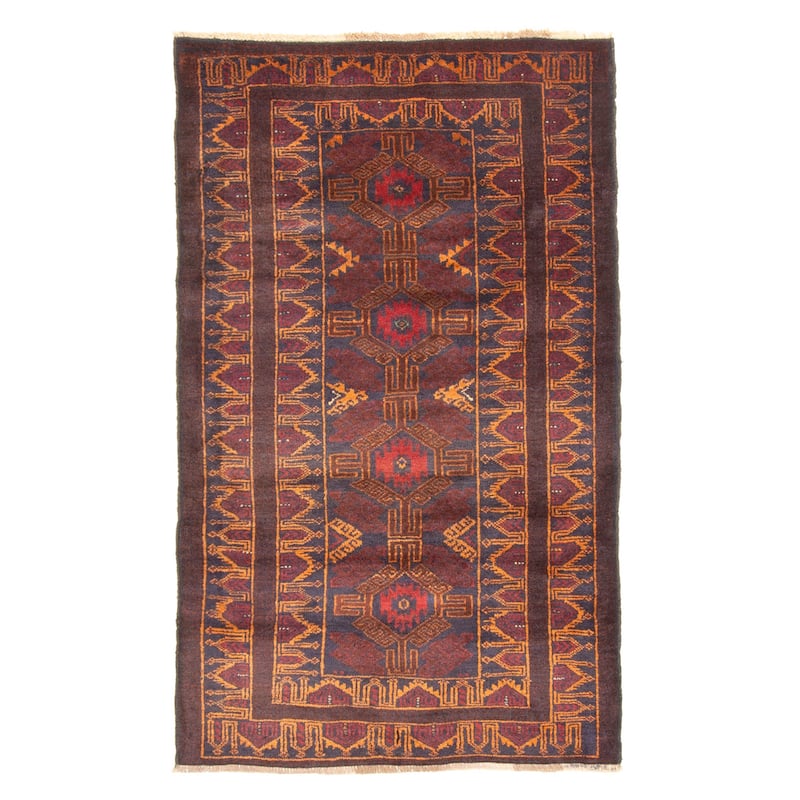 ECARPETGALLERY Hand-knotted Teimani Dark Navy Wool Rug - 2'10 x 4'9