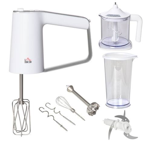 HOMCOM 4-Piece Electric Hand Mixer Set with Handheld Immersion Blender and Electric Chopper, Cooking Gift