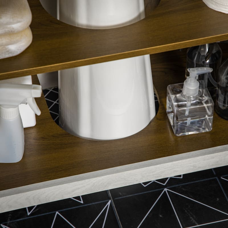 kleankin Modern Bathroom Sink Cabinet, Freestanding Storage Cupboard with Adjustable Shelf, Antique White