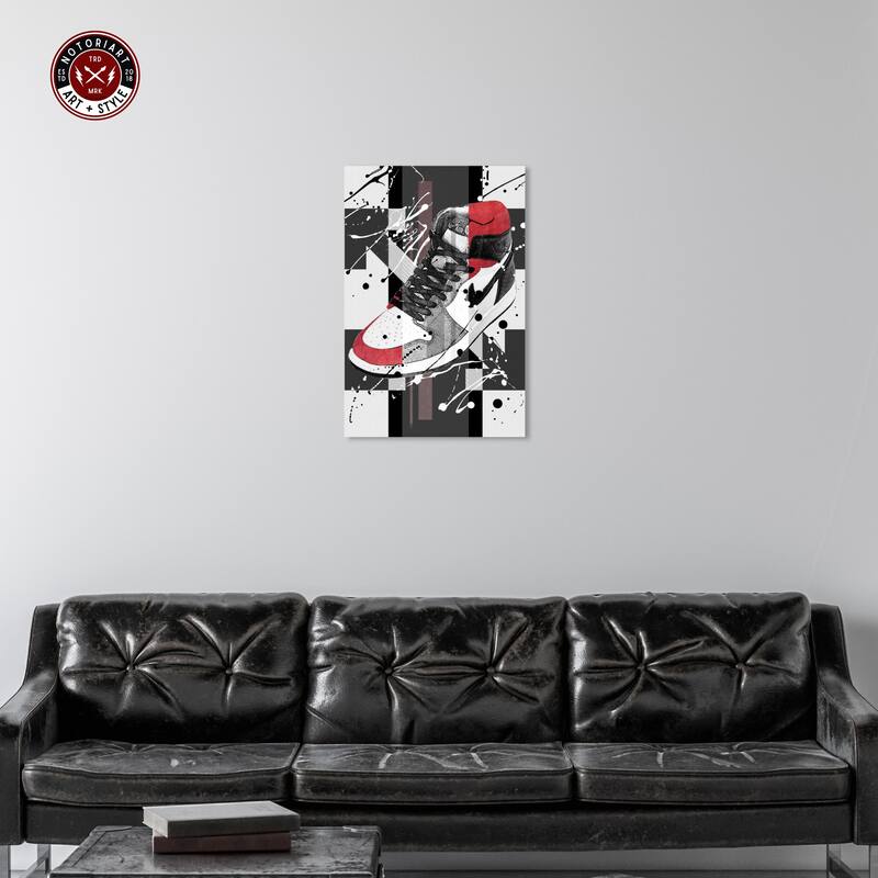 Notoriart Flashy Red Sneaker Gallery Wrapped Sneaker 1 Piece Canvas Wall Art
