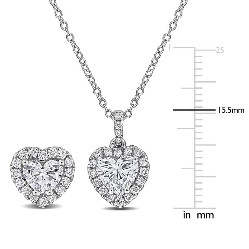 Miadora Sterling Silver Lab-Grown Diamond Necklace and Earring Set