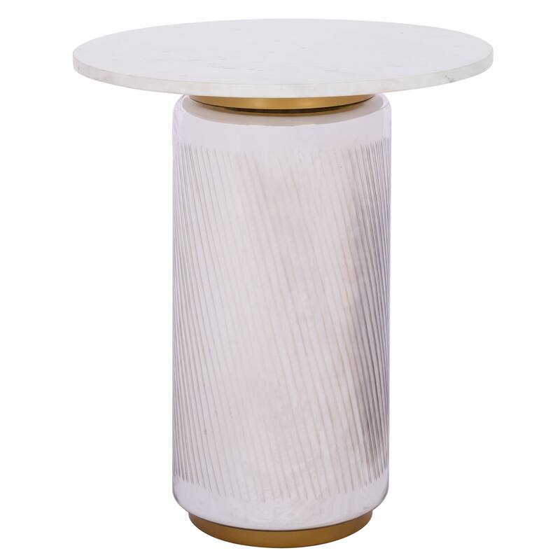 SAFAVIEH Home Kathony Side Table - 19"W x 19"D x 22"H - Cream/White