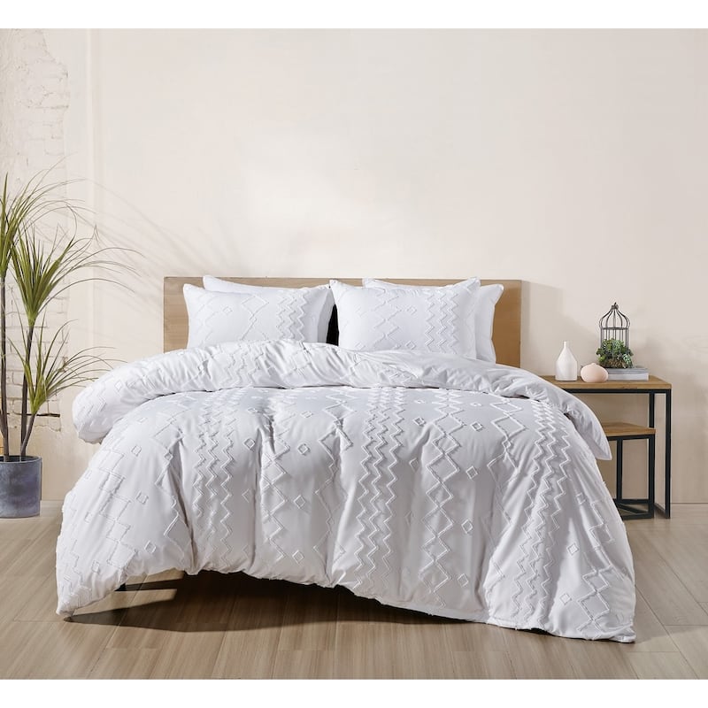 Bibb Home 2000 Count Tufted Duvet Cover (3-Piece)