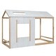 preview thumbnail 17 of 20, Twin House Bed with Roof and Window, Solid Pine Wood, White+Antique Grey