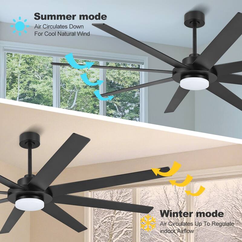 60 in. Indoor 8 Wood Blades Ceiling Fan with LED light and remote
