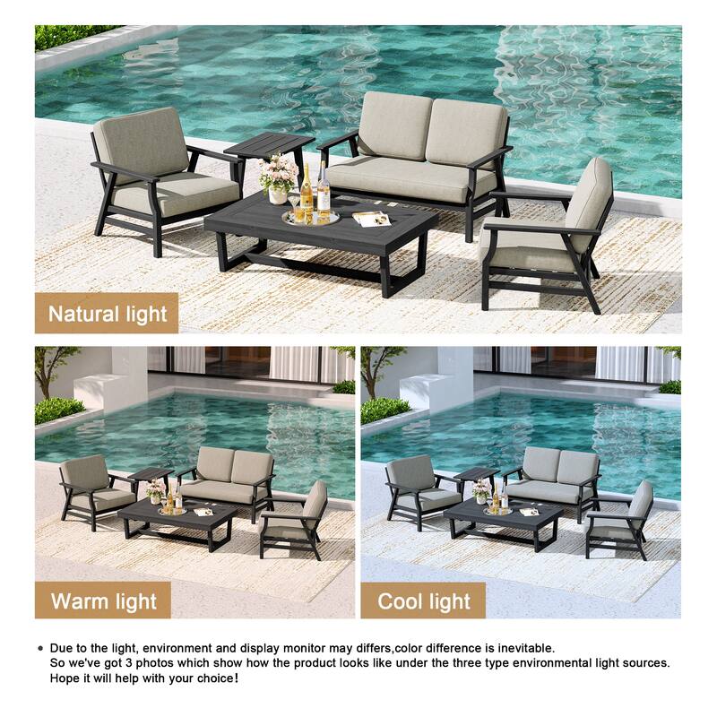 5-Piece Teak Outdoor Conversation Set with Tables.