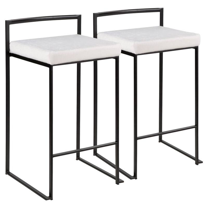 Porch & Den Forrest Contemporary Black Stackable Fully Welded Counter Stool (Set of 2)