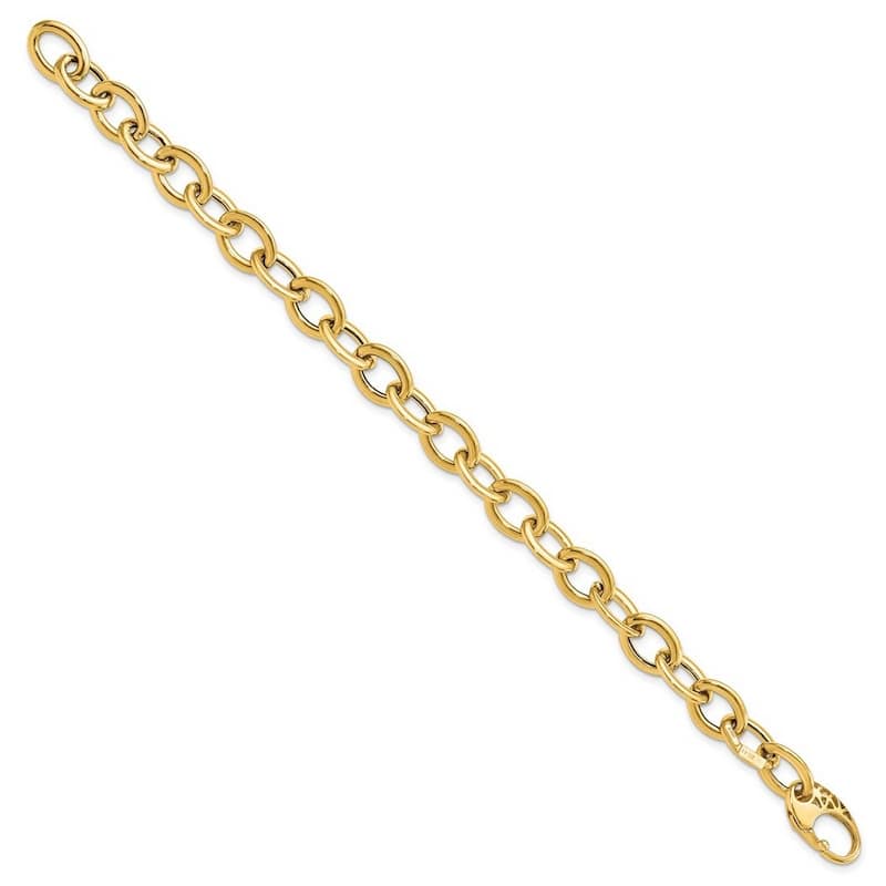 Curata 14k Yellow Gold 9.3mm Italian Polished Fancy Oval Link Bracelet - 8.5 Inch